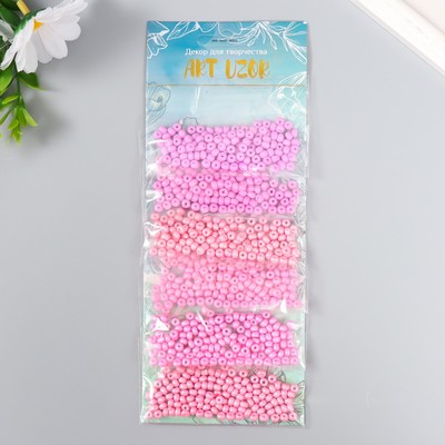 Бисер круглый 6/0 «Розовые облака», 6 цветов × 10 г, 20×8 см