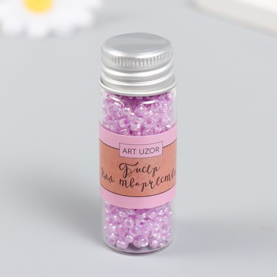 Бисер 8/0 в бутылочке «Полупрозрачный с цветной серединой. Сирень» светится под УФ 20 г 6×2×2 см
