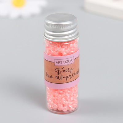 Бисер 8/0 в бутылочке «Полупрозрачный с цветной серединой. Роза», светится под УФ 20 г, 6×2×2 см