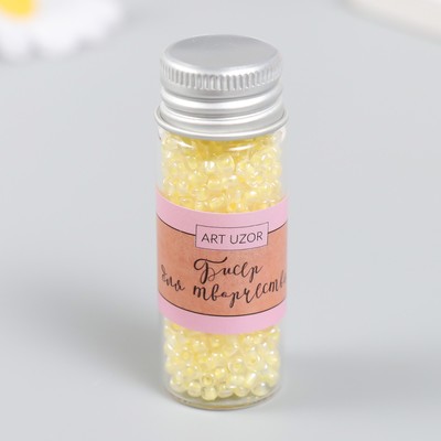 Бисер 8/0 в бутылочке «Полупрозрачный с цветной серединой. Пудра», светится под УФ 20 г, 6×2×2 см