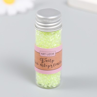 Бисер 8/0 в бутылочке «Полупрозрачный с цветной серединой. Лён», светится под УФ 20 г, 6×2×2 см