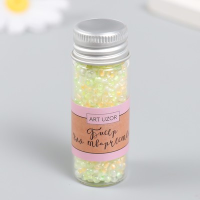 Бисер 8/0 в бутылочке «Полупрозрачный с цветной серединой. Весна», светится под УФ 20 г, 6×2×2 см