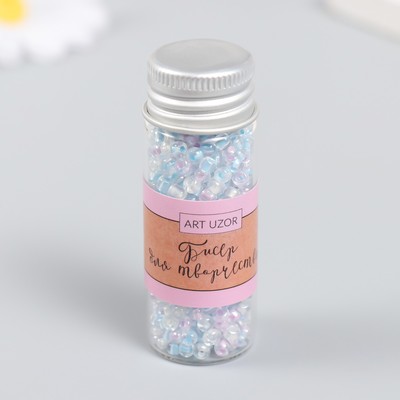 Бисер 8/0 в бутылочке «Полупрозрачный с цветной серединой. Зима» светится под УФ 20 г 6×2×2 см