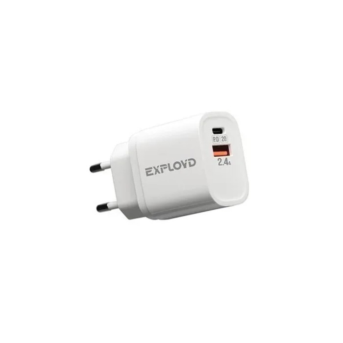 Сетевое зарядное устройство Exployd EX-Z-1128, USB/USB-C, 3 А, 20 Вт, быстрая зарядка - Фото 1