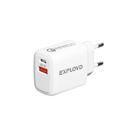 Сетевое зарядное устройство Exployd EX-Z-1339, USB/USB-C, 3 А, 20 Вт,быстрая зарядка, белое 9598673