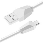 Кабель Exployd EX-K-1296, microUSB - USB, 2.4 А, 1 м, силиконовая оплетка, белый - фото 51462297