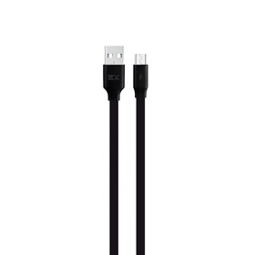 Кабель Exployd EX-K-1307, microUSB - USB, 2.4 А, 1 м, силиконовая оплетка, плоский, черный 9598710