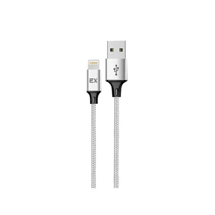 Кабель Exployd EX-K-1209, Lightning - USB, 2.4 А, 1 м, нейлоновая оплетка, серебристый