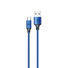 Кабель Exployd EX-K-1213, Type-C - USB, 2.4 А, 1 м, нейлоновая оплетка, синий - фото 10441927