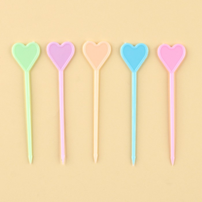 Шпажки «Сердце», в наборе 50 штук, цвета МИКС - Фото 1
