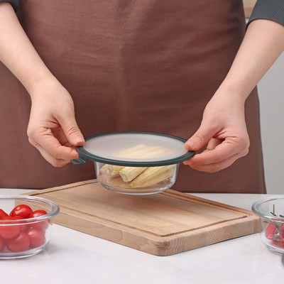 Вакуумная крышка для посуды Доляна, d=16 см, зелёная