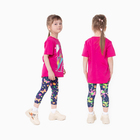 Леггинсы для девочки 2шт, цвет синий/разноцветный, рост 104 см - фото 22177126