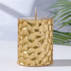 Свеча - цилиндр "ICEBERG", 8х6,5 см, золотая УЦЕНКА