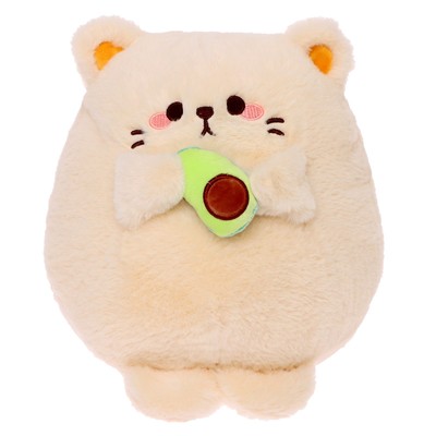 Мягкая игрушка «Котик с авокадо», цвет бежевый, 25 см