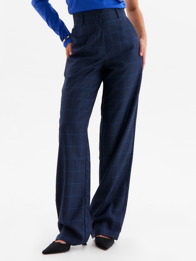 Брюки женские в клетку MINAKU: Classic, синие, размер 50