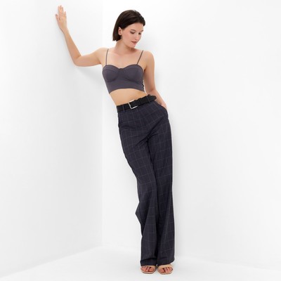 Брюки женские в клетку MINAKU: Classic, серые, размер 46