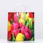 Пакет "Цветы весенние", красный, мягкий пластик, 26 х 23 см 110 мкм - фото 109461514