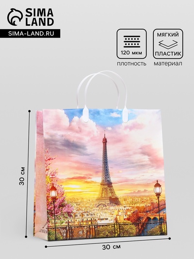 Пакет «Утро в Париже», мягкий пластик, 30×30 см, 120 мкм