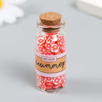 Декор для творчества пластик «Цветок. Красно-белая петуния», набор 8 г, 5×2×2 см