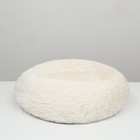 Лежанка для собак и кошек, длинный мех, 45×35×11 см, молочная - Фото 3