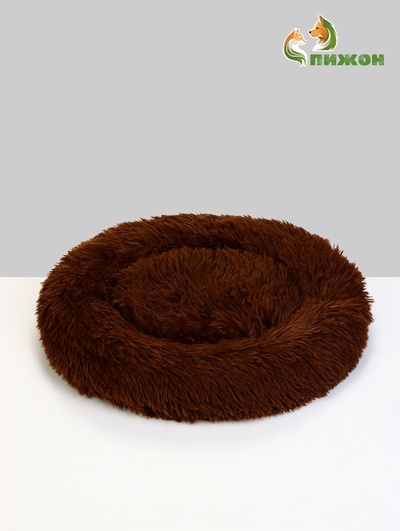 Лежанка для животных, 45×35×11 с, длинный мех, коричневая
