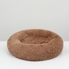 Лежанка для собак и кошек, длинный мех, 45×35×11 см, коричневая - Фото 3