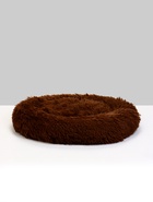 Лежанка для собак и кошек, 45×35×11 с, длинный мех, коричневая - Фото 3