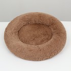Лежанка для собак и кошек, длинный мех, 45×35×11 см, коричневая - Фото 4