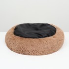 Лежанка для собак и кошек, длинный мех, 45×35×11 см, коричневая - Фото 6