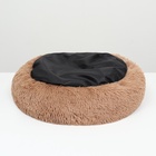 Лежанка для собак и кошек, 45×35×11 с, длинный мех, коричневая - Фото 7