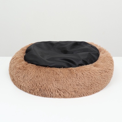 Лежанка для животных, 45×35×11 с, длинный мех, коричневая