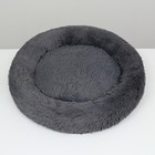 Лежанка для собак и кошек, длинный мех, 45×35×11 см, серая - Фото 4