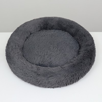 Лежанка для животных, длинный мех, 45×35×11 см, серая