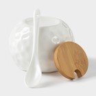 Банки для хранения сыпучих продуктов на деревянной подставке BellaTenero, 4 предмета: 2 банки 250 мл, 9.5×15 см, 2 ложки, керамические, белые - Фото 5