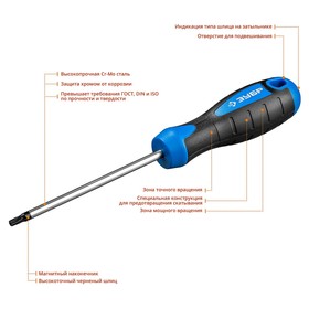 

Отвертка ЗУБР 25234-20, Профессионал TX20 x 100