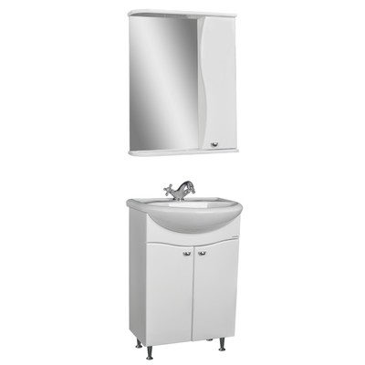 Комплект мебели для ванной «Айсберг. Волна. Уют 50», правый, без ящика, цвет белый