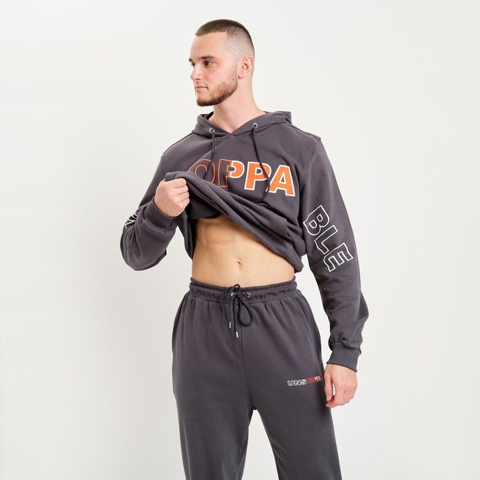 Костюм мужской (толстовка/брюки), цвет тёмно-серый, размер 50 (XL) 62439