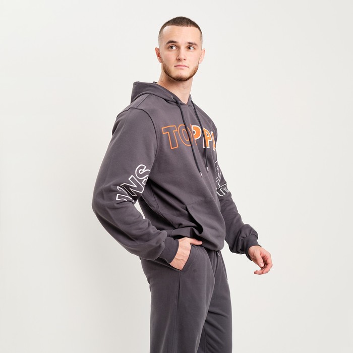 Костюм мужской (толстовка/брюки), цвет тёмно-серый, размер 52 (2XL) 62440