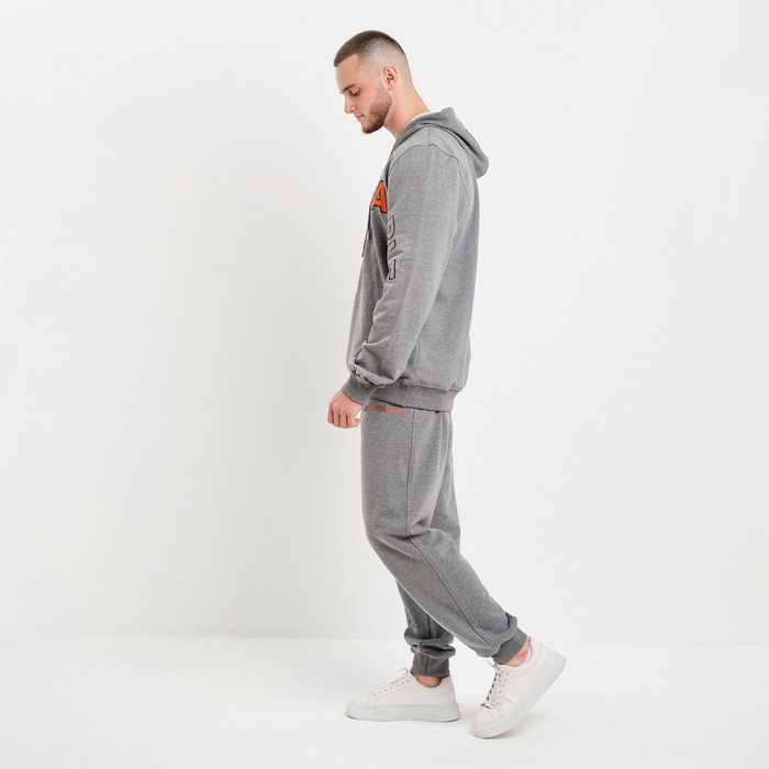 Костюм мужской (толстовка/брюки), цвет серый меланж, размер 46 (М) 62441