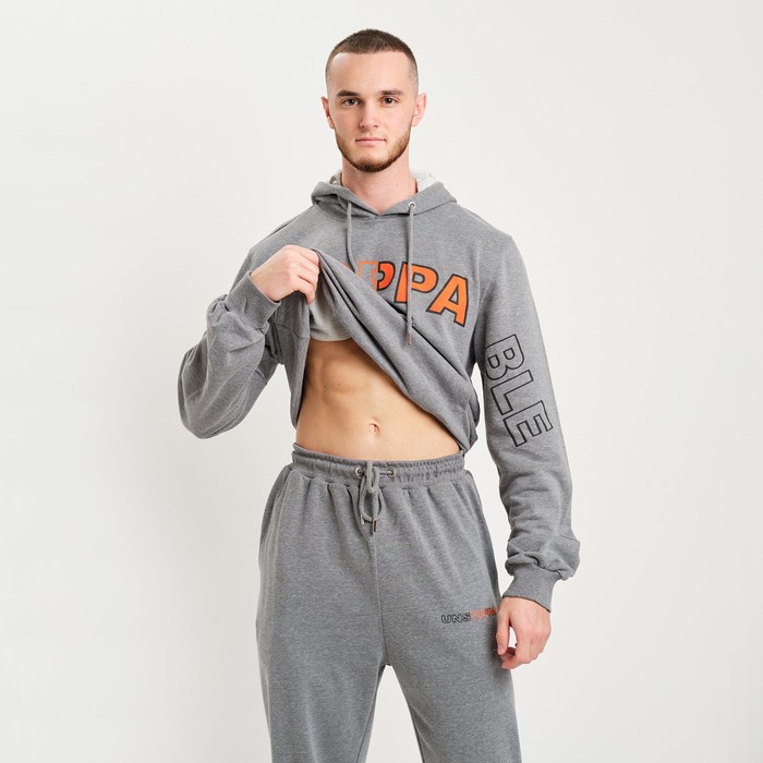 Костюм мужской (толстовка/брюки), цвет серый меланж, размер 50 (XL) 62443