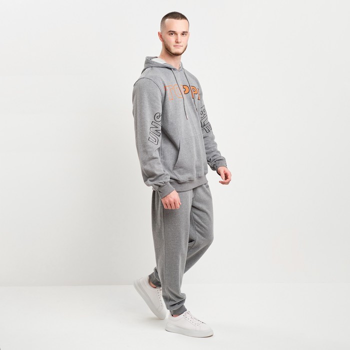 Костюм мужской (толстовка/брюки), цвет серый меланж, размер 52 (2XL) 62444