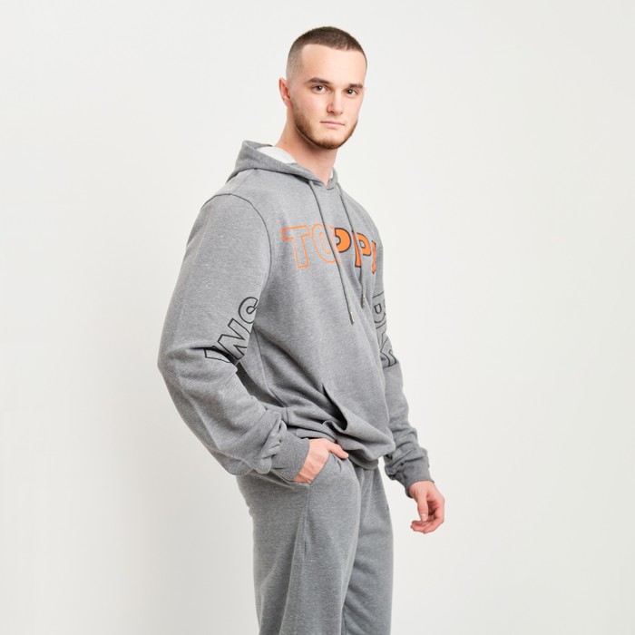 Костюм мужской (толстовка/брюки), цвет серый меланж, размер 52 (2XL) 62444