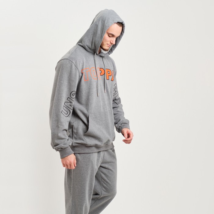 Костюм мужской (толстовка/брюки), цвет серый меланж, размер 52 (2XL) 62444