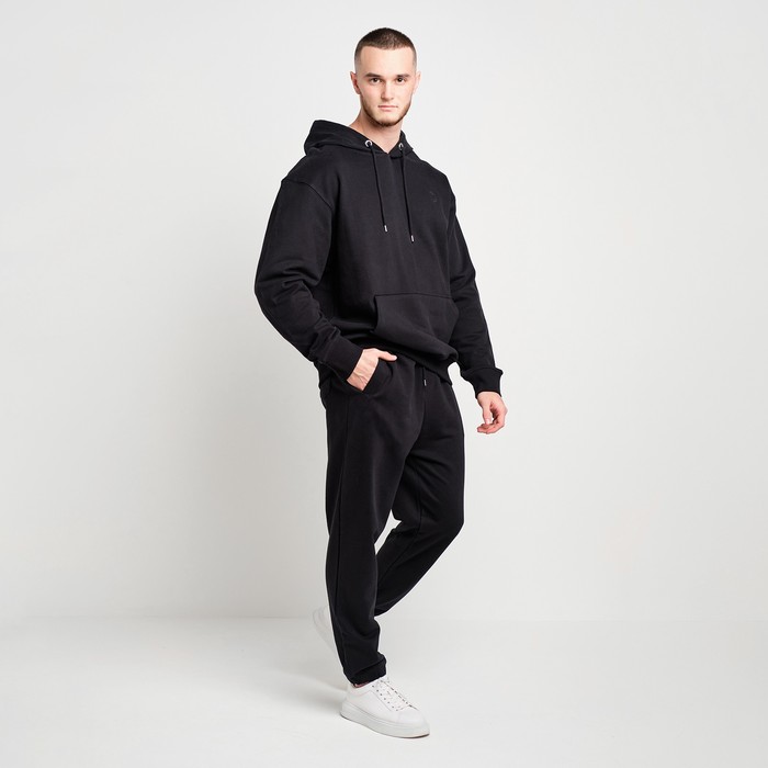 Костюм мужской (толстовка/брюки), цвет чёрный, размер 50(XL) 62447