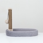 Лежанка с когтеточкой «Пижон», 55×36×47 см, овальная, серая - Фото 2