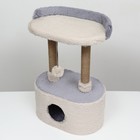 Домик для кошек с когтеточкой, с овальной полкой, 54 х 34 х 80 см, пушистый мех, джут, серый - фото 9398160