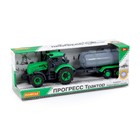 Трактор инерционный «Прогресс», с прицепом-цистерной, цвет зелёный - фото 10446614