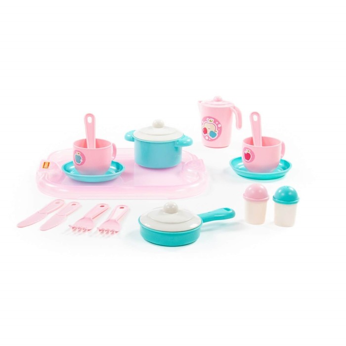 Набор детской посуды «Хозяюшка», на 2 персоны, с подносом, 19 элементов 62524