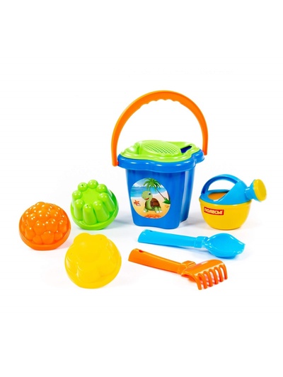 Набор игрушек для песочницы, 8 предметов: ведро, ситечко, совок, грабельки, лейка, формочки, МИКС
