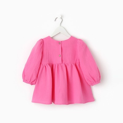 Платье для девочки KAFTAN «Муслин» с длинным рукавом, розовое, рост 122-128 см